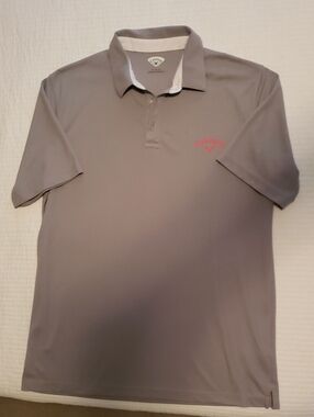 Callaway Gray Golf Polo with Red Logo Accent